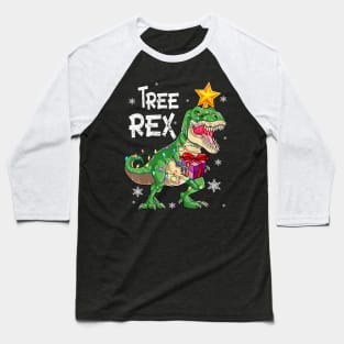 Christmas Dinosaur Tree Rex Pajamas Men Boys Kids Xmas Baseball T-Shirt